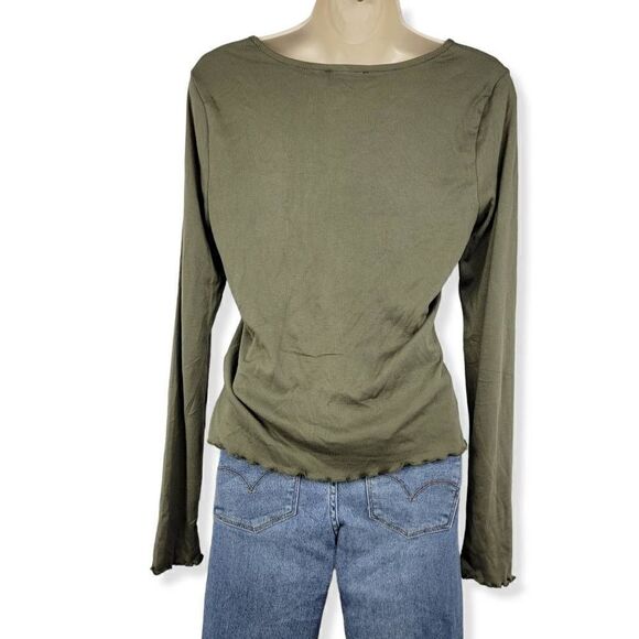 Freshman Square neck Green ribknit Top Large Juniors - Picture 2 of 2